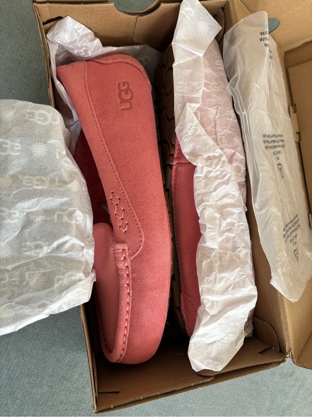 UGG Ansley Water Resistant Slipper Pure Wool Lining Pink Blossom Women's 9 NIB
